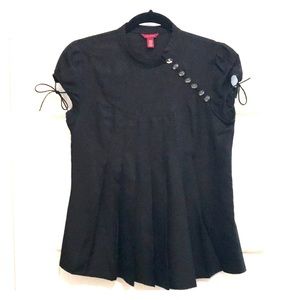 Ted Baker Black Pintuck Silk Blouse Size 1